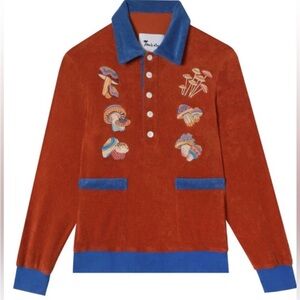 Tombolo XS mushroom terry cloth cabana shirt